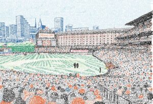 Art - Oriole Park at Camden Yards drawn using player names.