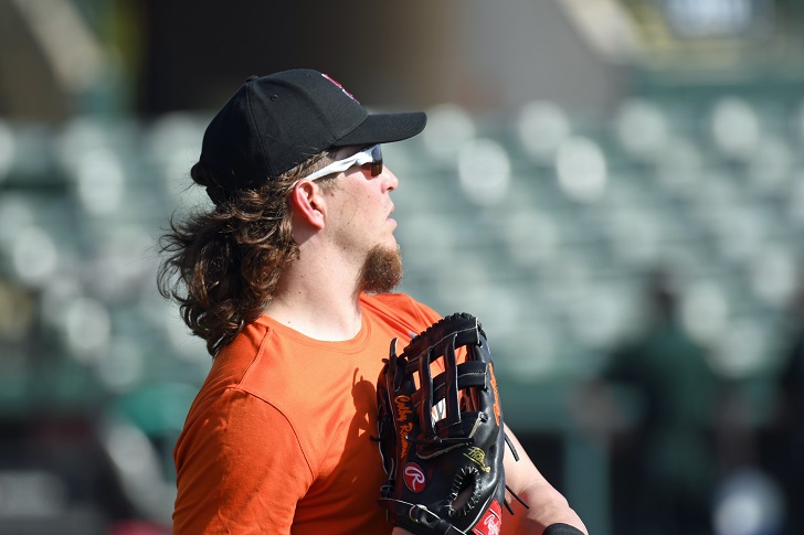 Colby Rasmus plays catch.