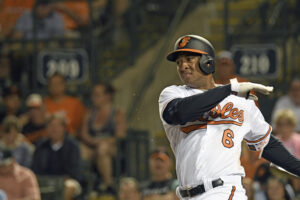 Jonathan Schoop takes a swing.