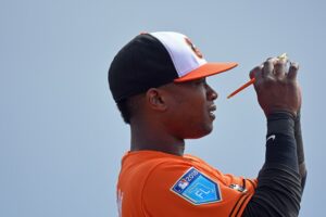 Tim Beckham looks through his sunglasses.