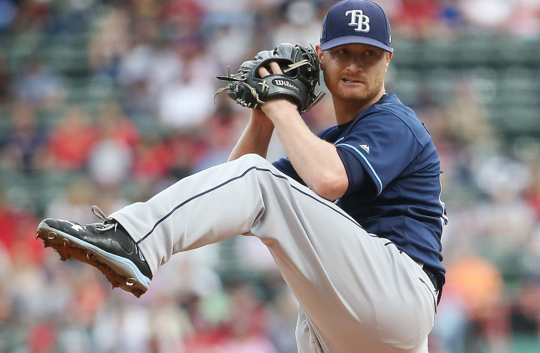 Alex Cobb of the Rays in his windup.