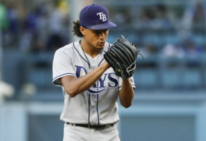 Chris Archer of the Rays prepares to pitch.