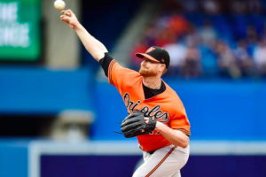 Alex Cobb of the Orioles pitches.